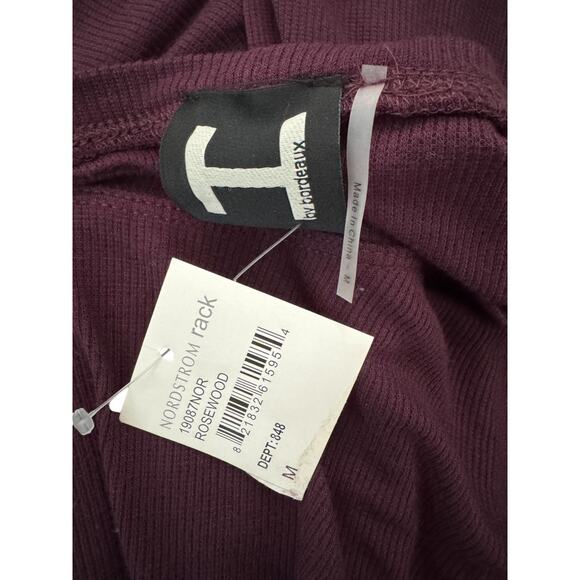 H by Bordeaux Women' Medium Purple Long Sleeve Top Ribbed Knit Stretch Open Back - Picture 14 of 14
